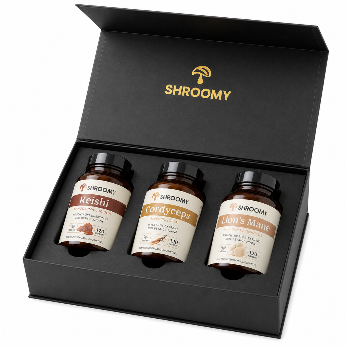 Die SHROOMY Vitalpilze Kollektion