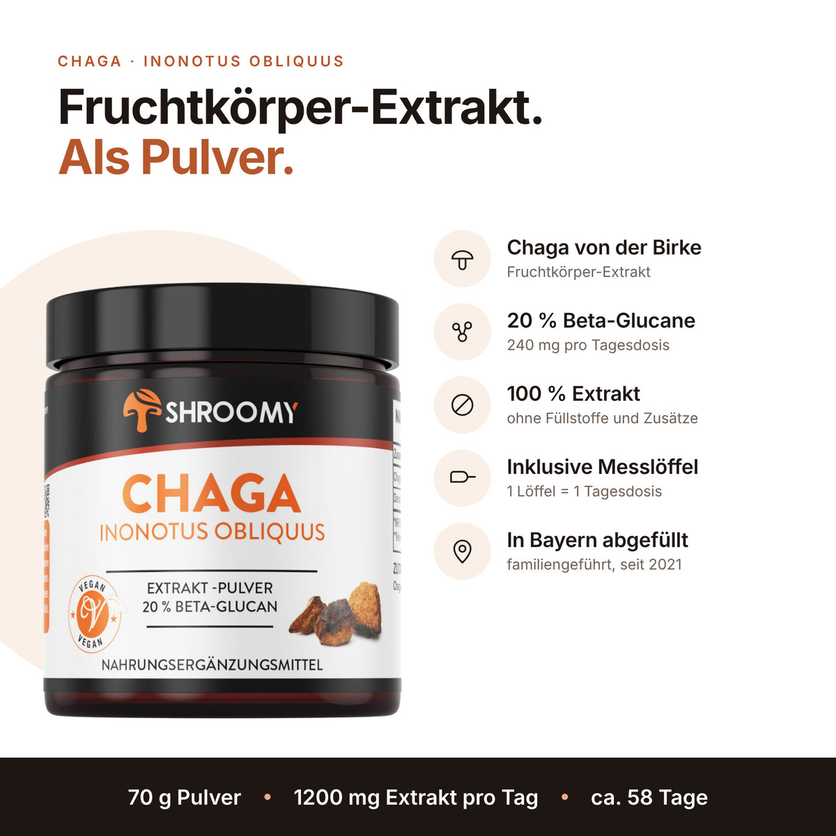 Chaga Extrakt-Pulver