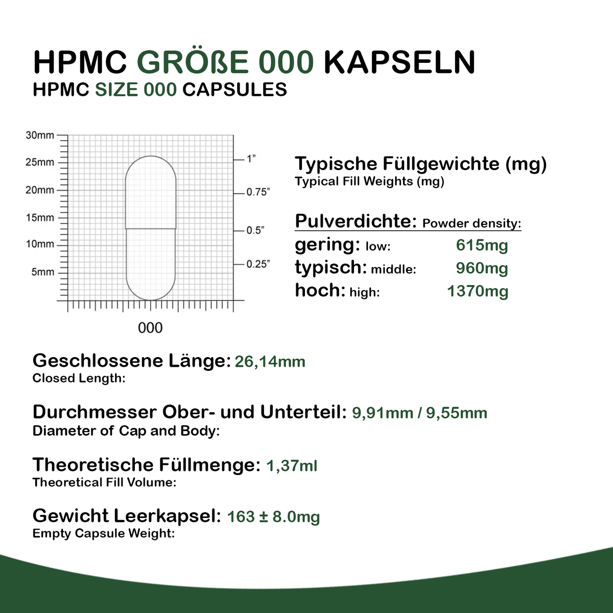 Größe 000 Leerkapseln (HPMC)