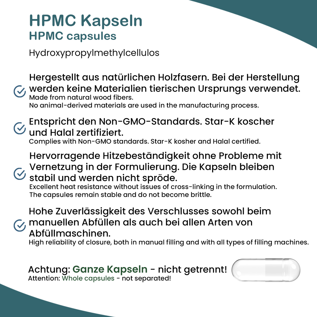 Größe 0 Leerkapseln (HPMC)