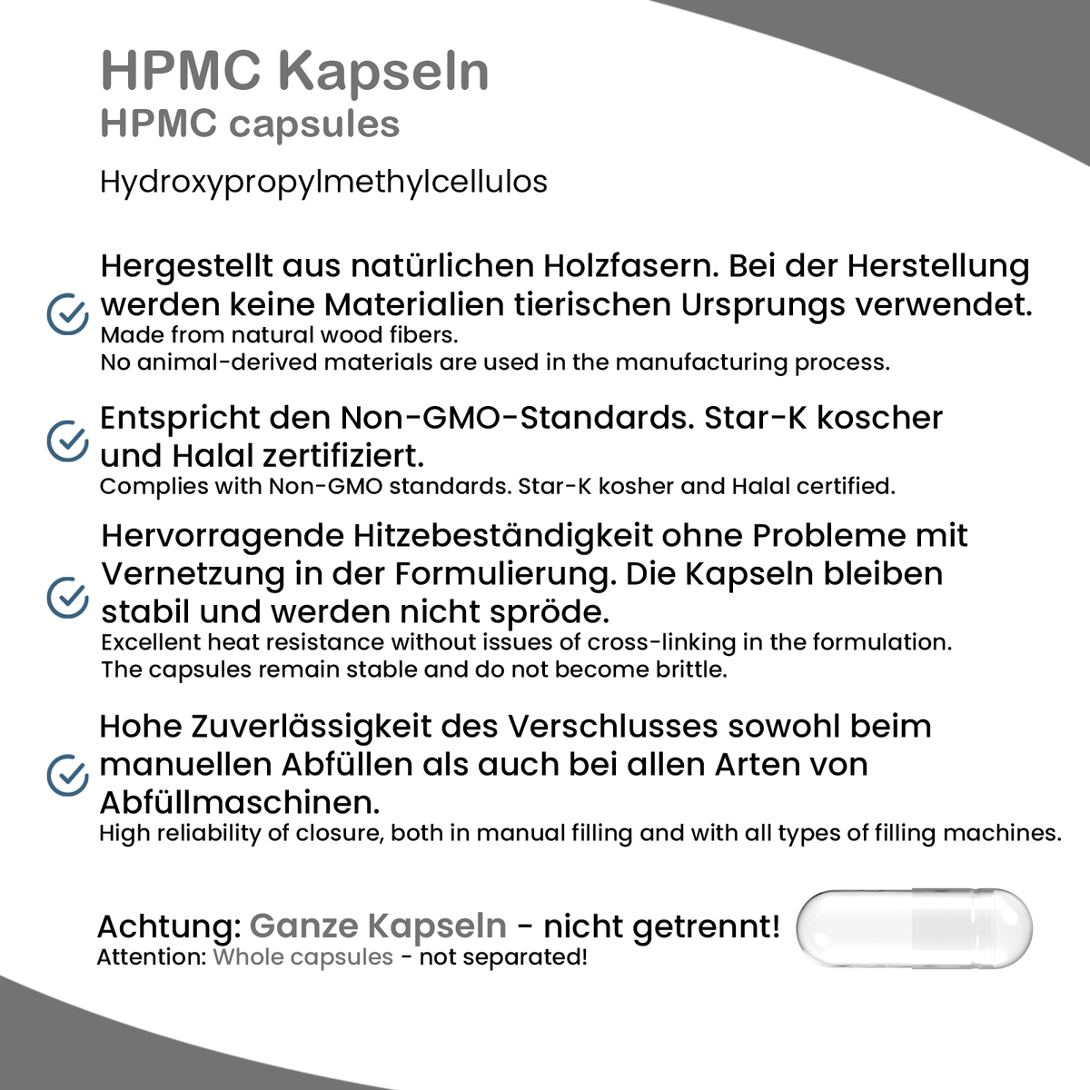 Größe 1 Leerkapseln (HPMC)
