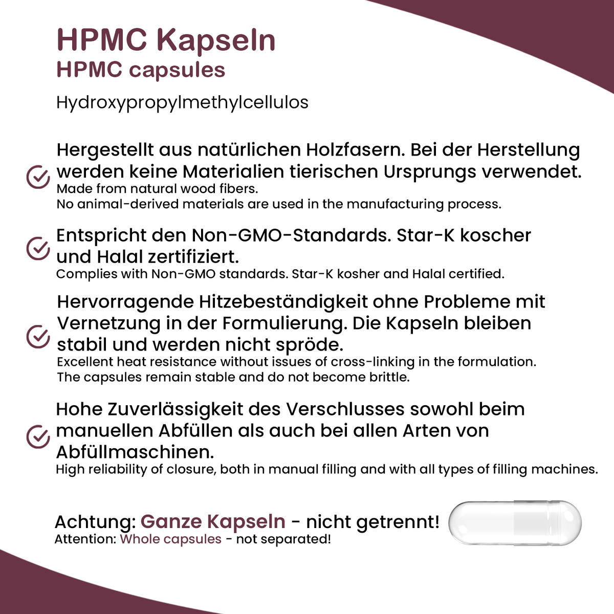 Größe 2 Leerkapseln (HPMC)