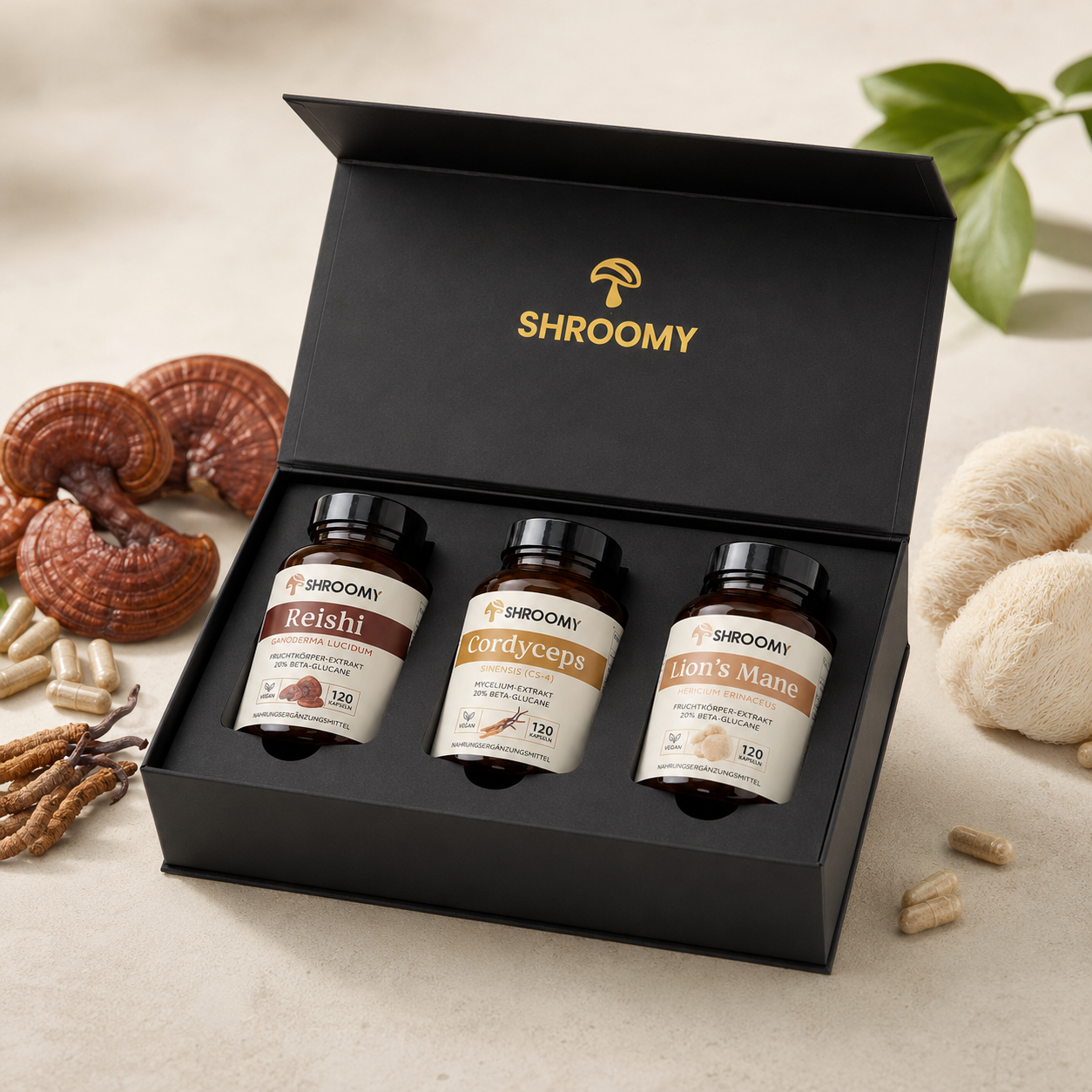 Die SHROOMY Vitalpilze Kollektion
