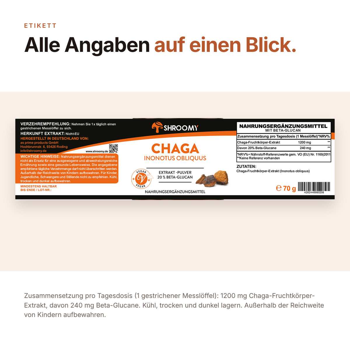 Chaga Extrakt-Pulver