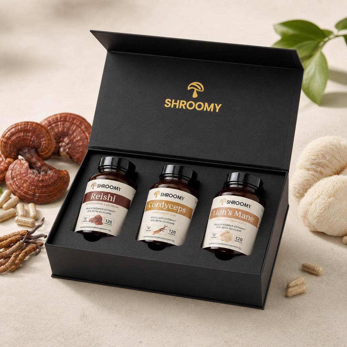 Die SHROOMY Vitalpilze Kollektion